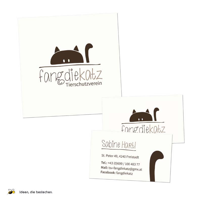 Referenzen kreativbiene: Logo, Visitenkarten, Autobeklebung "Tierschutzverein fangdiekatz"
